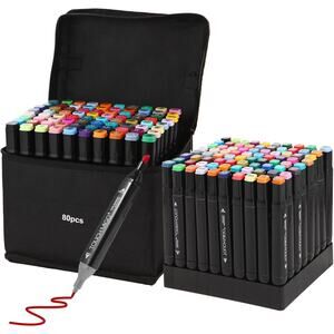 80 Colors Art Markers Pens, Dual Tips Alcohol Markers Set with Base